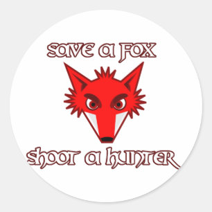 Een vos opslaan - een jager neerschieten ronde sticker