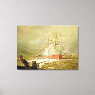 Een vrachtschip dokken canvas afdruk