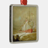 Een vrachtschip dokken metalen ornament (Rechts)