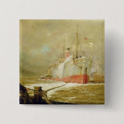 Een vrachtschip dokken vierkante button 5,1 cm (Voorkant)