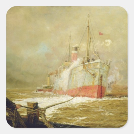 Een vrachtschip dokken vierkante sticker (Voorkant)