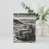 Een vrachtwagen in de woestijn briefkaart (Staand voorkant)