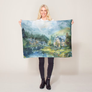 Een vredig Schots dorp Fleece Deken