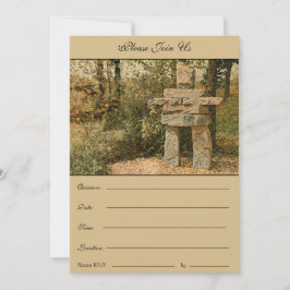 een vreedzaam staande inuksuk-uitnodiging feestdagenkaart