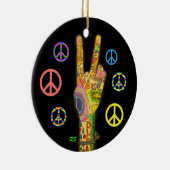 Een vreedzaam thema - Vredesgebaar Keramisch Ornament (Rechts)