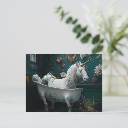 Een vreemd gezicht in de badkamer eenhoorn briefkaart (Staand voorkant)
