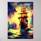 Een vreemd schip op het zee | AI Art Poster (Voorkant)