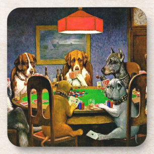 Een vriend in nood, honden die poker spelen, bier onderzetter