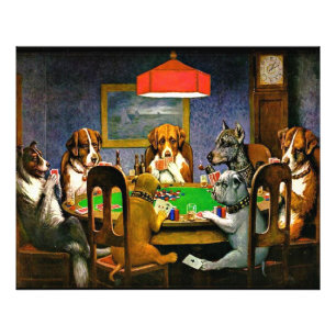 Een vriend in nood, honden die poker spelen, foto afdruk