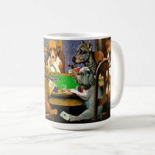 Een vriend in nood, honden die poker spelen, koffiemok