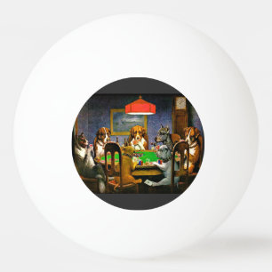Een vriend in nood, honden die poker spelen, pingpongballen
