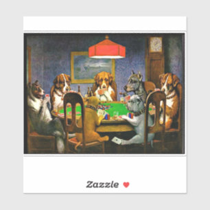 Een vriend in nood, honden die poker spelen, sticker
