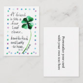 Een vriend is als een vier bladluiken Kaart van de Notitiekaartje (Voorkant / Achterkant)