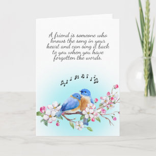 Een vriend is Blauwe Vogel Vriendschap Kaart