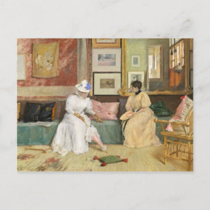 Een vriendelijke oproep, 1895 (olie op canvas) briefkaart