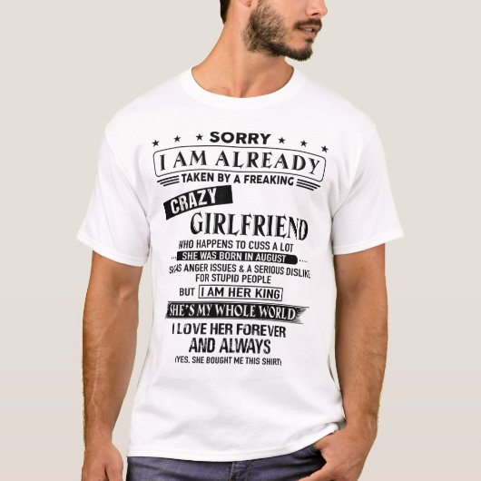 Een Vriendin dat in augustus werd geboren T-shirt (Voorkant)