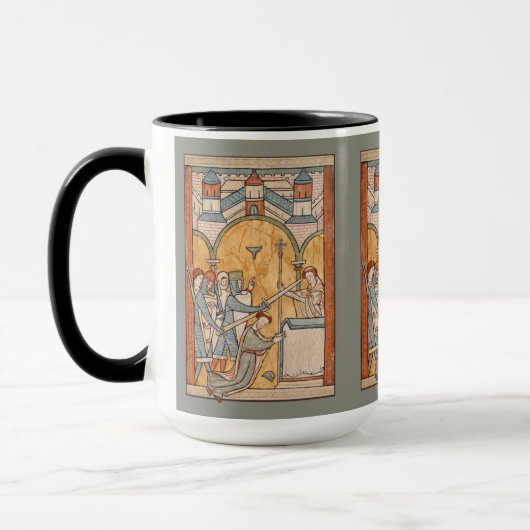 Een vroeg martelaarschap van St. Thomas Becket in  Mok (Links)