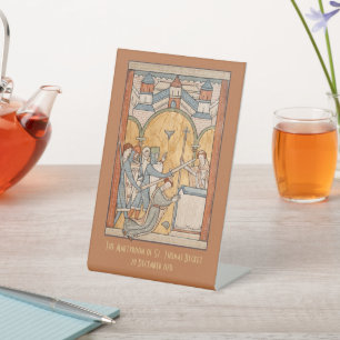 Een vroege martelaarschap van St. Thomas Becket in Reclamebord Met Voetstuk