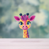 Een vrolijk en grillig ontwerp van een jonge giraf acryl bord (Neutraal)