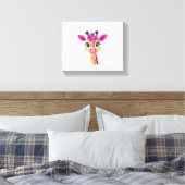 Een vrolijk en grillig ontwerp van een jonge giraf canvas afdruk (Insitu (Slaapkamer))