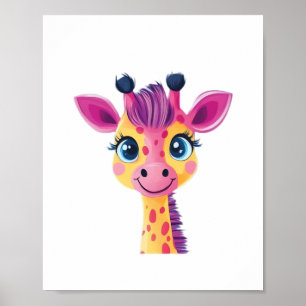 Een vrolijk en speels ontwerp van een jonge giraff poster
