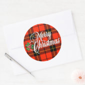 Een vrolijk geruite kerst ronde sticker (Envelop)