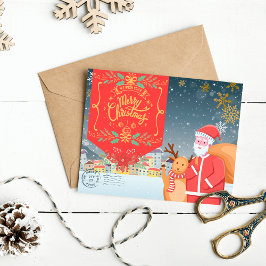 Een vrolijk kerstfeest Briefkaart van de Noordpool