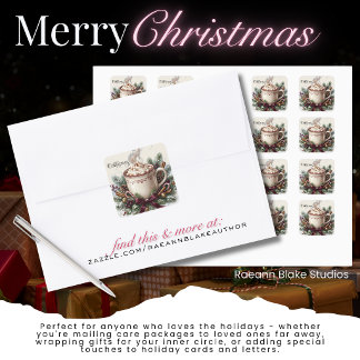 Een vrolijk kerstfeest voor jou hete chocolade vie vierkante sticker