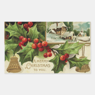 Een vrolijk kerstfeest voor jullie Vintage Rechthoekige Sticker