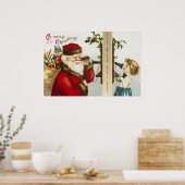 Een vrolijk kerstman door Ellen Clapsaddle Poster (Keuken)