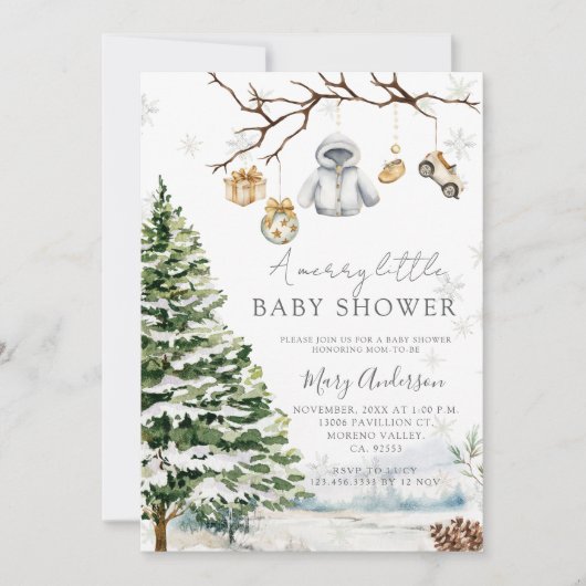 Een vrolijk klein Baby shower kerst sneeuwvlokken Kaart (Voorkant)