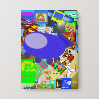 Een vrolijk ruimteschip Cartoon Button