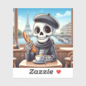 Een vrolijk skelet in Parijs Sticker (Vel)