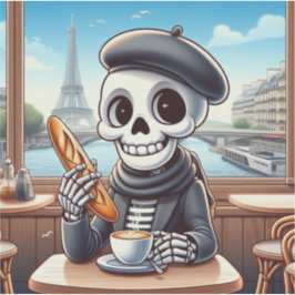 Een vrolijk skelet in Parijs Sticker