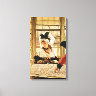 Een vrolijk verhaal van James Tissot, een  fijne k Canvas Afdruk