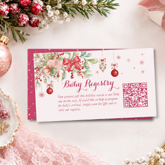 Een vrolijke baby shower cadeau registratie QR cod Informatiekaartje