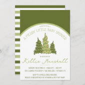 Een vrolijke baby shower, groene en beige shower kaart (Voorkant / Achterkant)