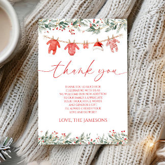 Een vrolijke baby shower Kerst baby shower Bedankkaart