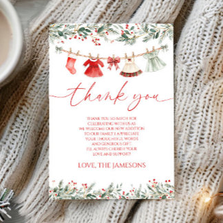 Een vrolijke baby shower Kerst baby shower Bedankkaart