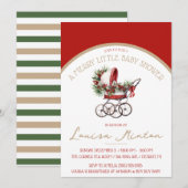 Een vrolijke baby shower, rood & beige thema kaart (Voorkant / Achterkant)