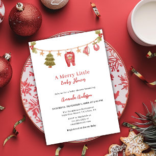Een vrolijke baby shower Winter Kerstmis Rood Kaart