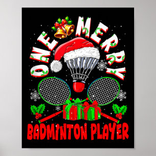 Een vrolijke badmintonspeler Kerstteam matching Poster