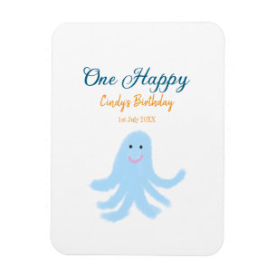 Een vrolijke blauwe octopus onder het zee magneet