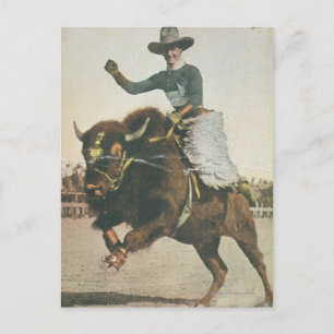 Een vrolijke cowboy op een Bucking Buffalo. Briefkaart