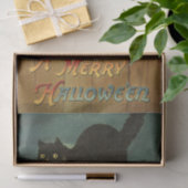 Een vrolijke Hallowe'en Spooky Black Cat  Art Tissuepapier (Geschenk)