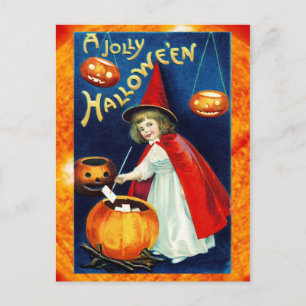 Een vrolijke Halloween van de kleine heks Feestdagenkaart