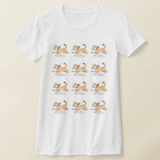 Een vrolijke hardlopende bruine Hachiko hond T-shirt