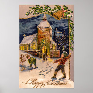 Een vrolijke kerst Vintage Poster