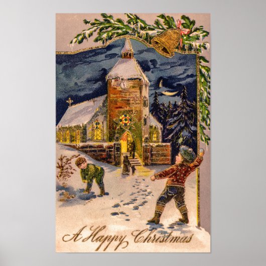 Een vrolijke kerst Vintage Poster (Voorkant)