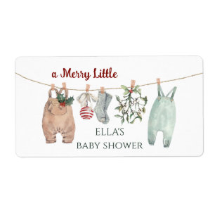 Een vrolijke kleine baby shower kerst kleren etiket